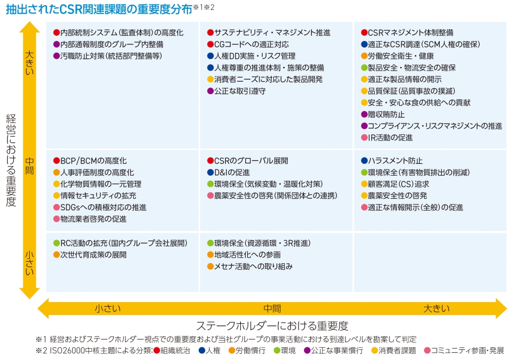 抽出されたCSR関連課題の重要度分布