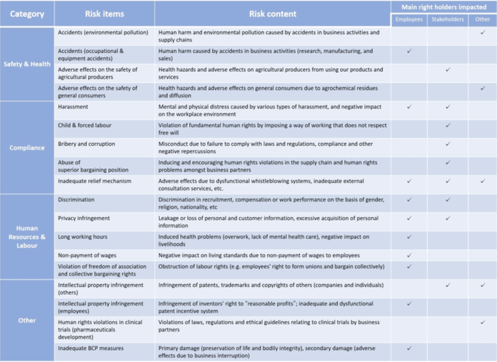 image: Table 2: List of Human Rights Violation Risks at Nihon Nohyaku