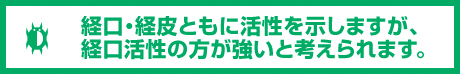 経口・径皮ともに活性を示しますが、経口活性の方が強いと考えられます。