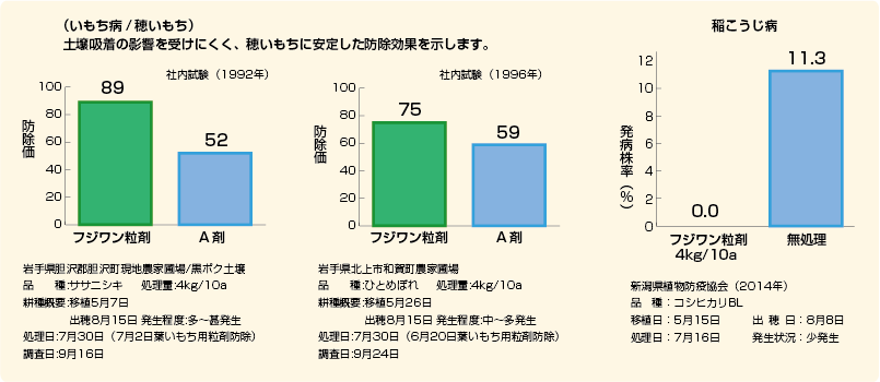 試験成績（いもち病／穂いもち）